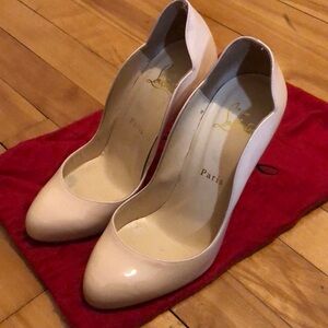 100mm 4 inches Pumps patent calf leather Beige excellent condition